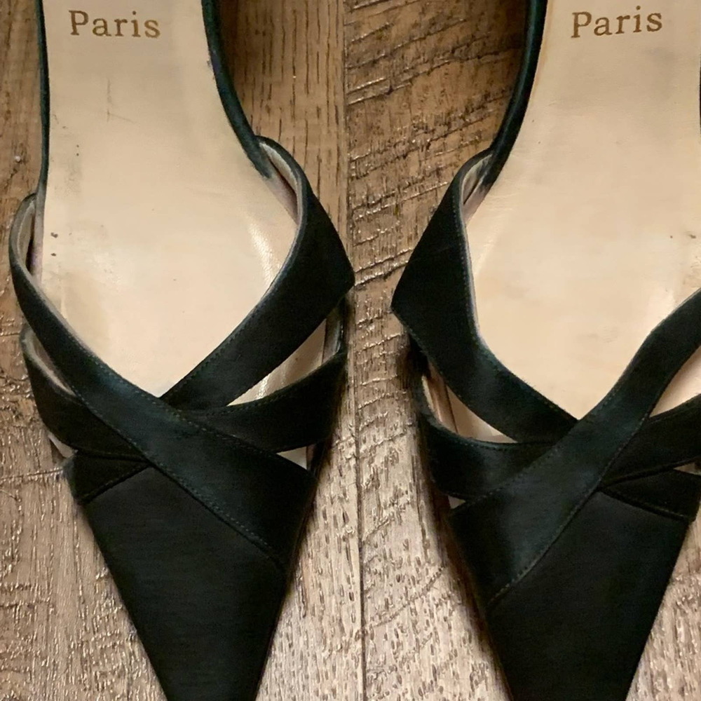 CHRISTIAN LOUBOUTIN Black CREPE SATIN  4” STILETTOS 40 1/2 - Picture 3 of 16
